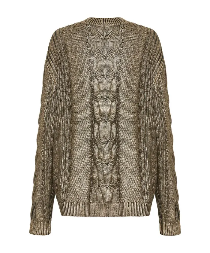 GOLD FOIL CABLE SPINE SWEATER Women One Teaspoon Knitwear