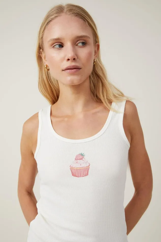 Graphic Scoop Neck Tank Cupcake Coconut Women Cotton On Tops