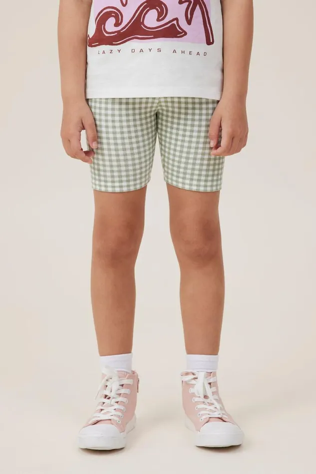 Hailey Bike Short Deep Sagegingham Girls Cotton On Shorts Skirts and Playsuits