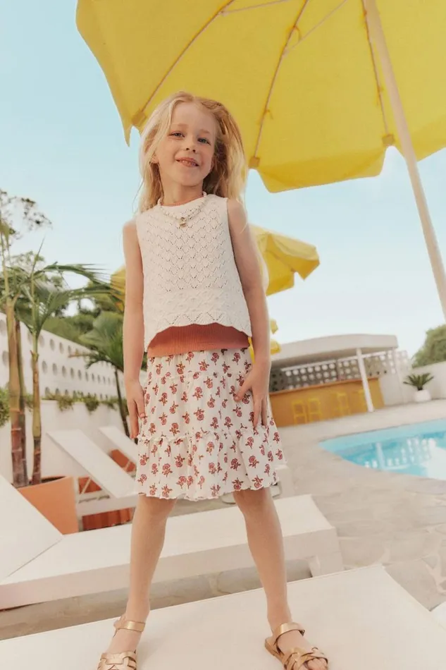 Hallie Tiered Skirt Vanillamaeve Flower Stamp Girls Cotton On Shorts Skirts and Playsuits
