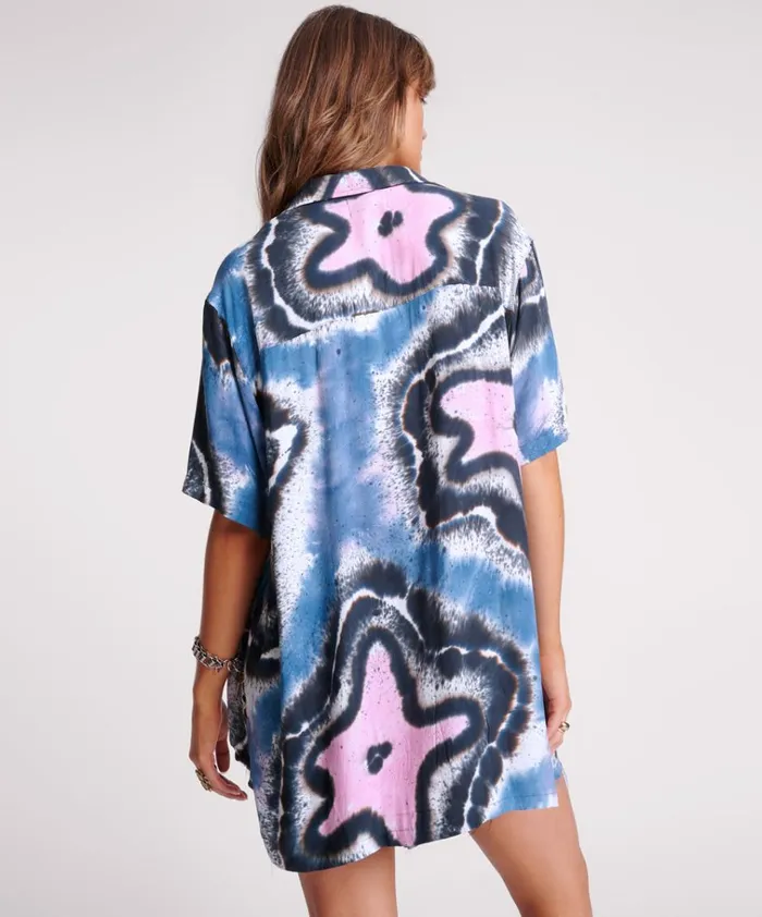 HAND PAINTED FLORAL SHORTS SLEEVE SHIRT Women One Teaspoon Shirts