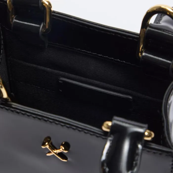 Handbags and Luggage Women GFORE Metal Tees Box Calf Leather Mini Tote Onyx Handbags and Luggage Women GFORE Metal Tees Box Calf Leather Mini Tote Onyx