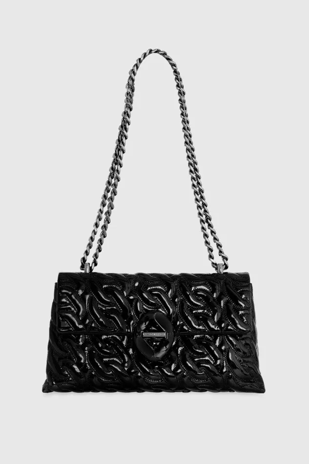 Handbags Crossbody Bags Rebecca Minkoff Double Gusset Crossbody With Chain Quilt Black