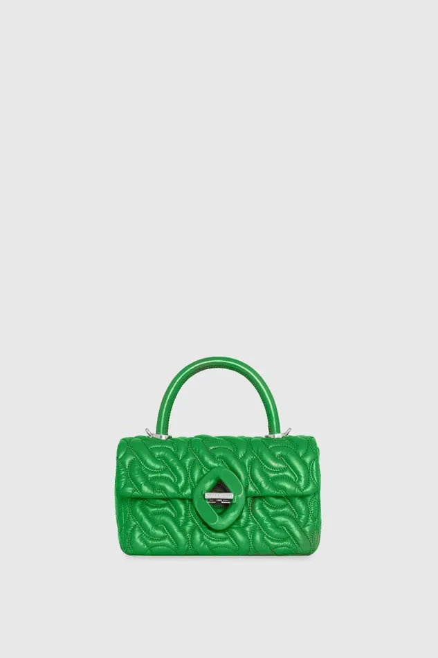 Handbags Crossbody Bags Rebecca Minkoff Top Handle Crossbody With Chain Quilt Acid Greensilver