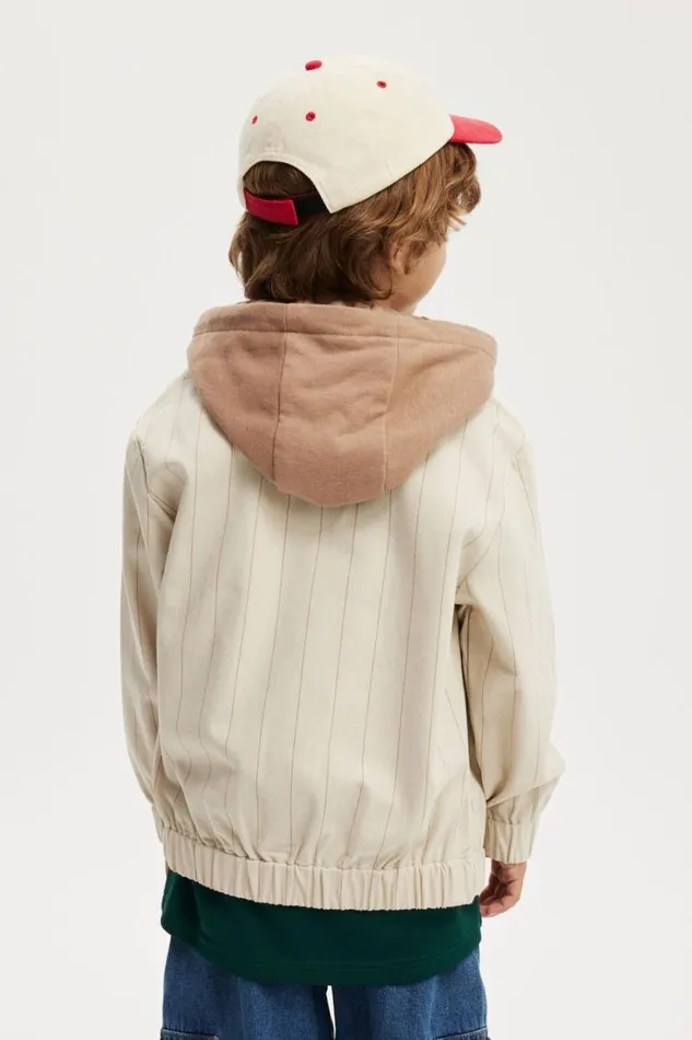 Harper Hooded Sports Jacket Rainy Daytaupy Brown Stripe Boys Cotton On Jackets and Sweaters
