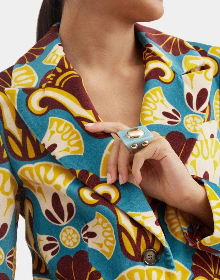Hathor Square Ring Light Blue Women La Double J Jewelry Hathor Square Ring Light Blue Women La Double J Jewelry