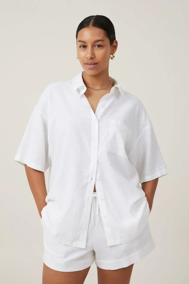 Haven Short Sleeve Shirt White Women Cotton On Tops
