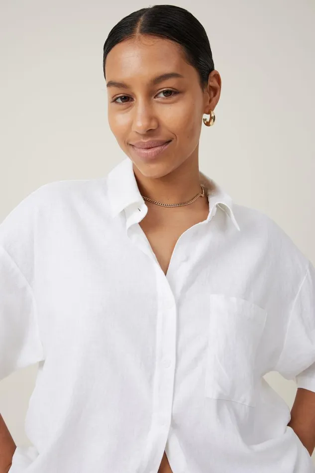 Haven Short Sleeve Shirt White Women Cotton On Tops