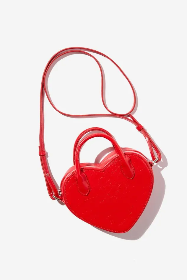 Heart To Heart Crossbody Bag Red Crinkle Women Cotton On Bags and Belts