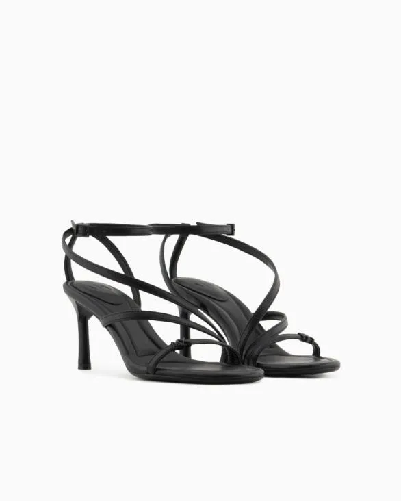 Heeled Sandals With Straps Black Women Armani Sandals Heeled Sandals With Straps Black Women Armani Sandals
