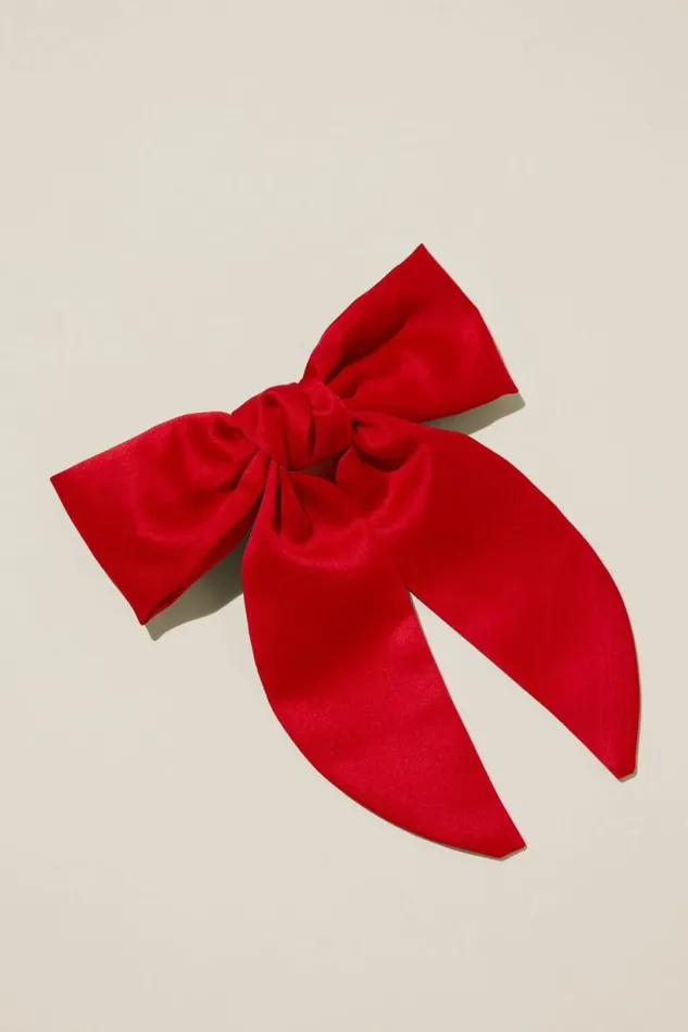 Heidi Hair Bow Red Satin Women Cotton On Hair Accessories