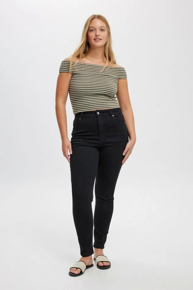 High Rise Skinny Jean Black Women Cotton On Pants