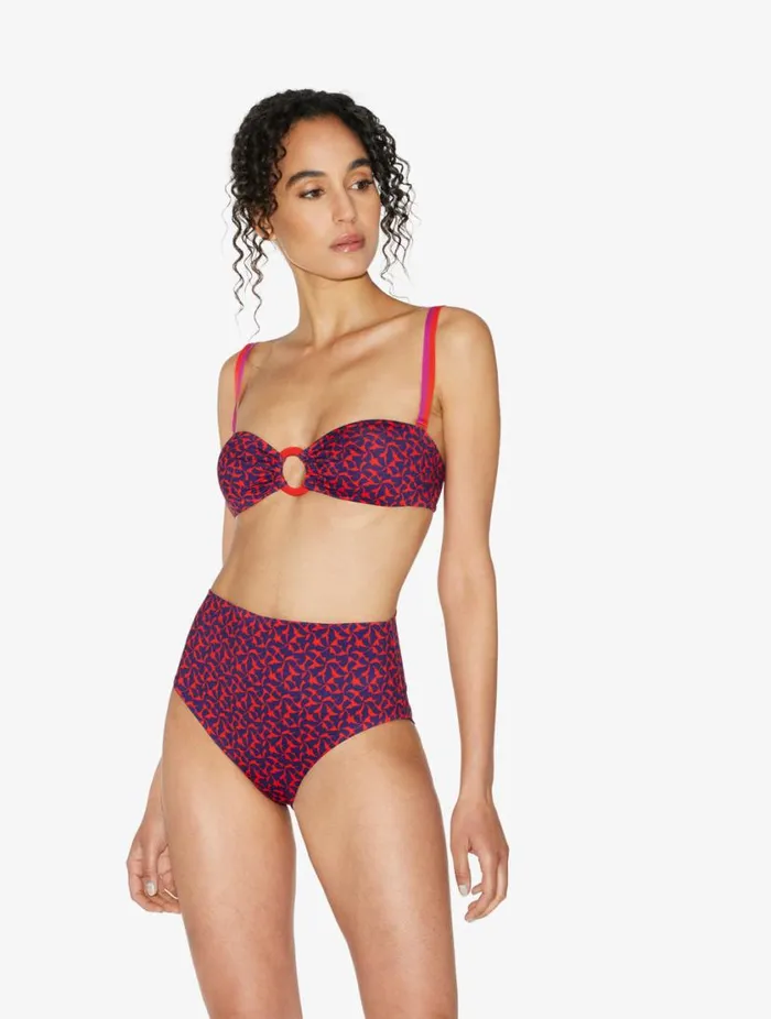 Highwaisted Belted Bikini Briefs In Red And Blue Swim La Perla Bikinis