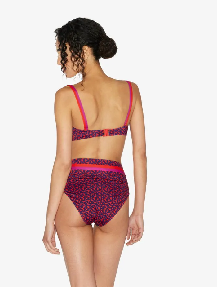 Highwaisted Belted Bikini Briefs In Red And Blue Swim La Perla Bikinis