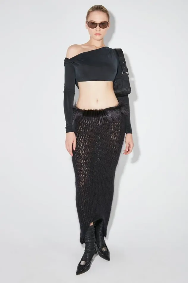Hooded Cropped Cupro Longsleeve Black Women MISBHV Tops