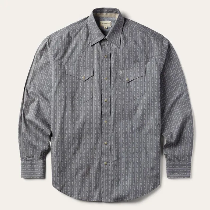 Horseshoe Stripe Print Shirt Horseshoe Stripe Print Shirt Men Stetson Western Shirts