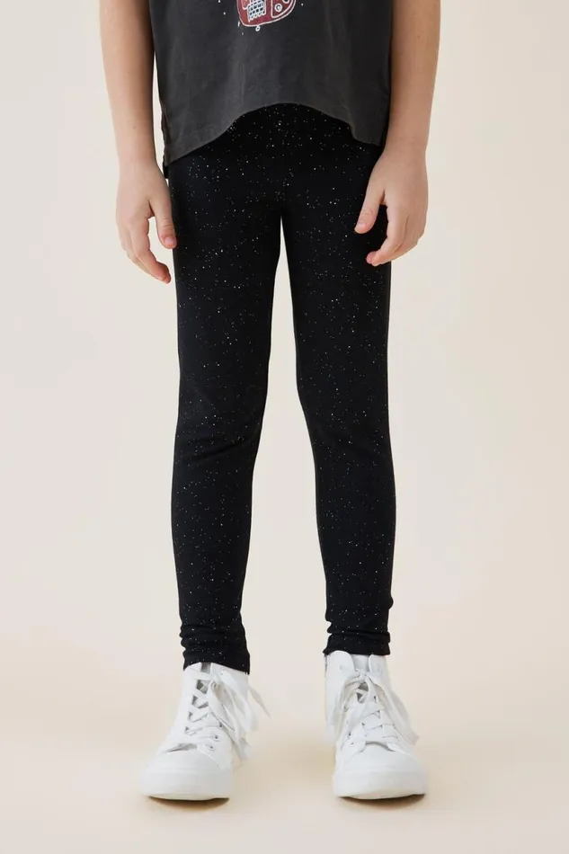 Huggie Tights Black Holographic Speckle Girls Cotton On Leggings Pants and Jeans