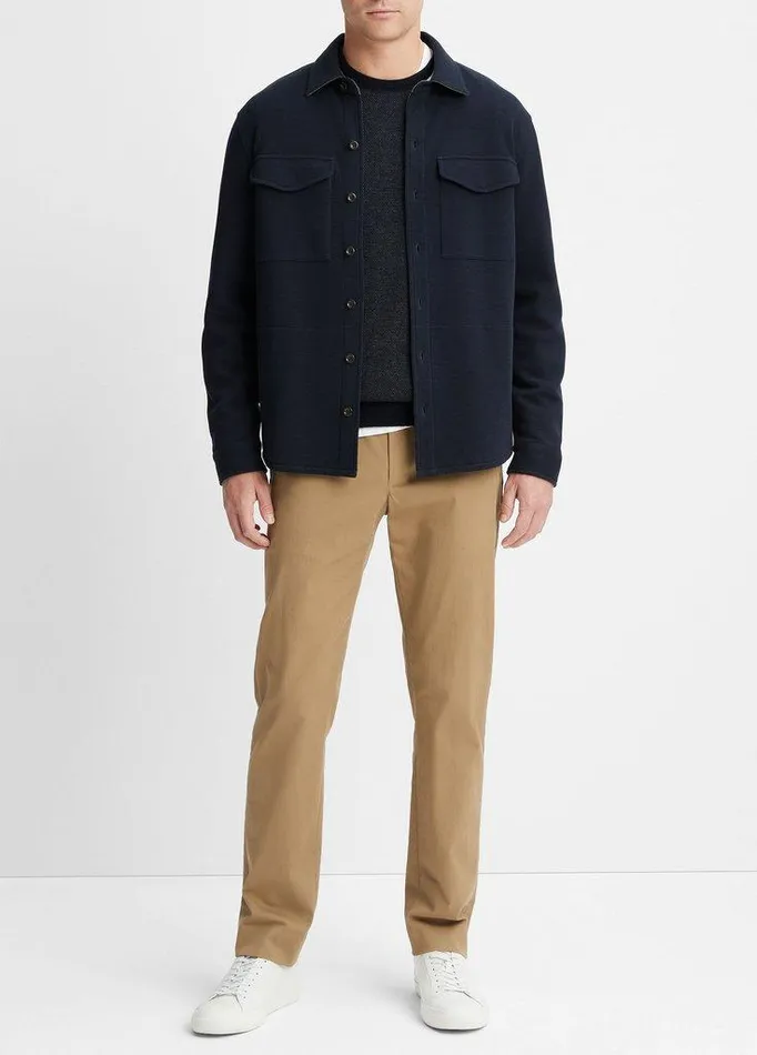 Jackets and Outerwear Men Vince DoubleKnit CottonBlend Piqu Shirt Jacket Coastalmedium Heather Grey Jackets and Outerwear Men Vince DoubleKnit CottonBlend Piqu Shirt Jacket Coastalmedium Heather Grey