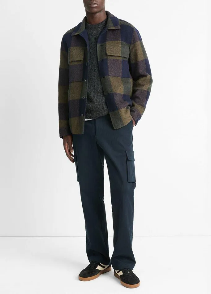 Jackets and Outerwear Men Vince Italian Plaid Splittable WoolBlend Shirt Jacket Ultramarinenight Moss Jackets and Outerwear Men Vince Italian Plaid Splittable WoolBlend Shirt Jacket Ultramarinenight Moss