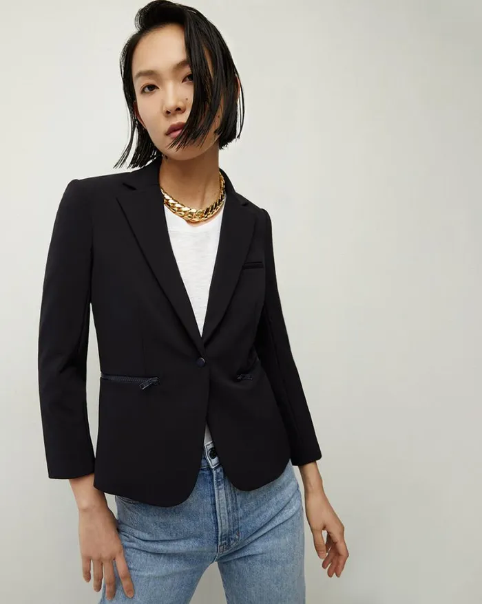 Jackets and Outerwear ShopJackets Veronica Beard Scuba Schoolboy Dickey Jacket Navy