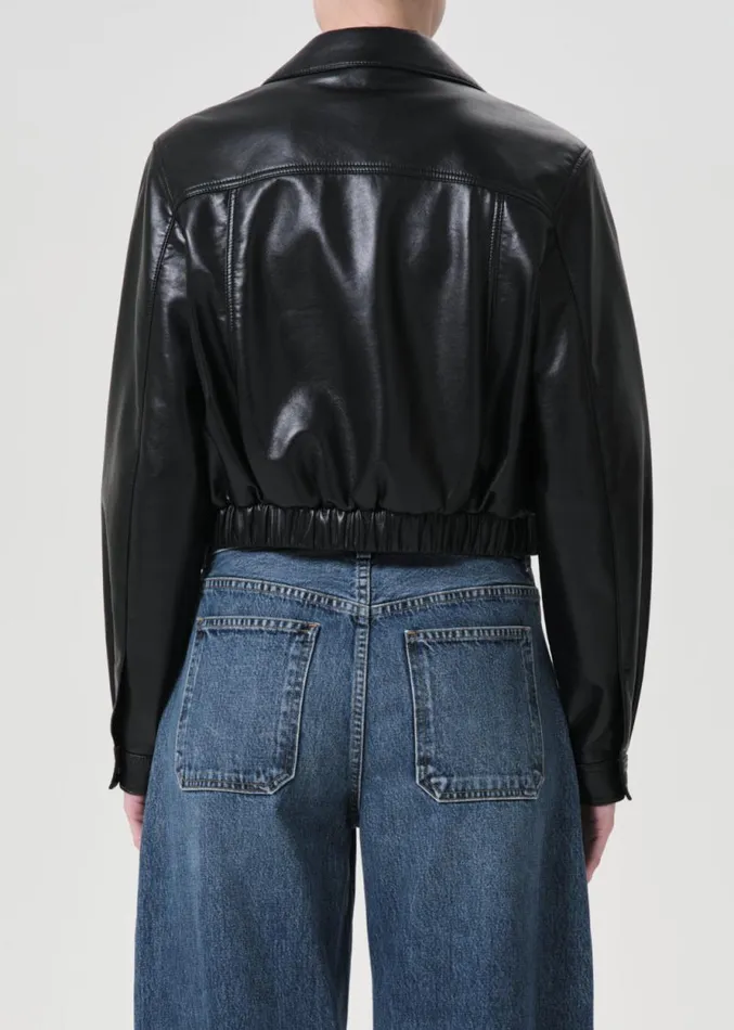 Jackets and Outerwear Women Agolde Shoreditch Ski Club X AGOLDE Essie Recycled Leather Cropped Jacket In