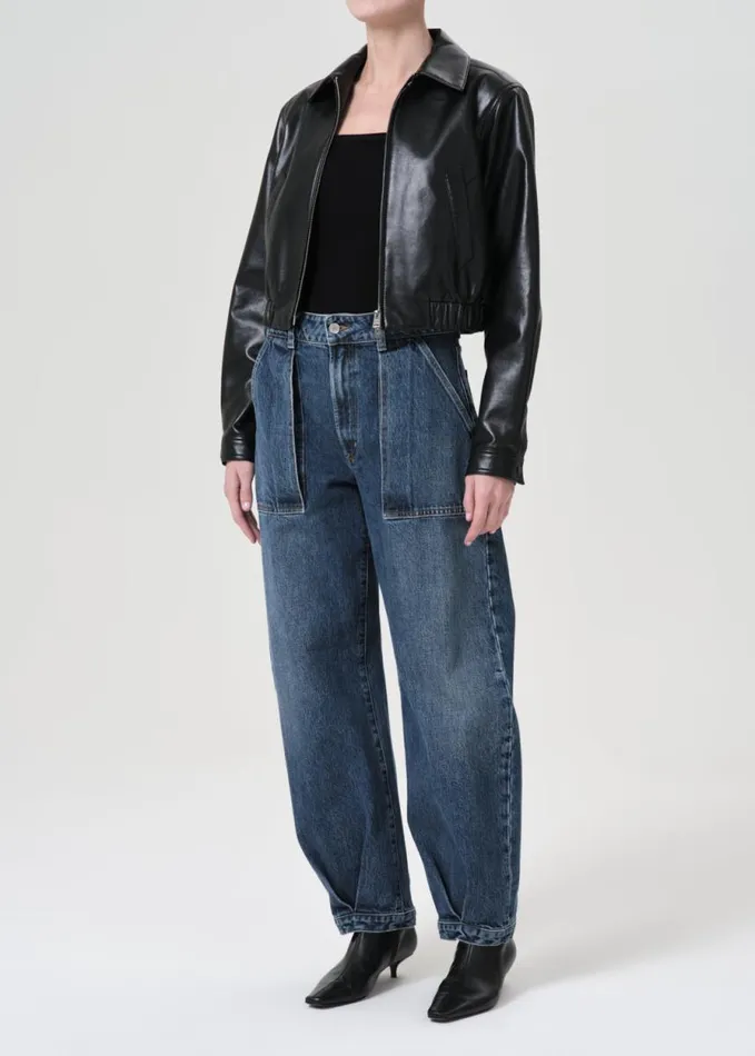Jackets and Outerwear Women Agolde Shoreditch Ski Club X AGOLDE Essie Recycled Leather Cropped Jacket In