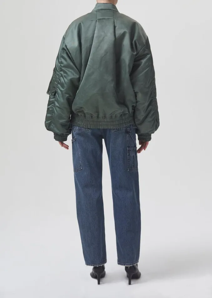 Jackets and Outerwear Women Agolde Shoreditch Ski Club X AGOLDE Nisa Bomber Jacket In Steel Green