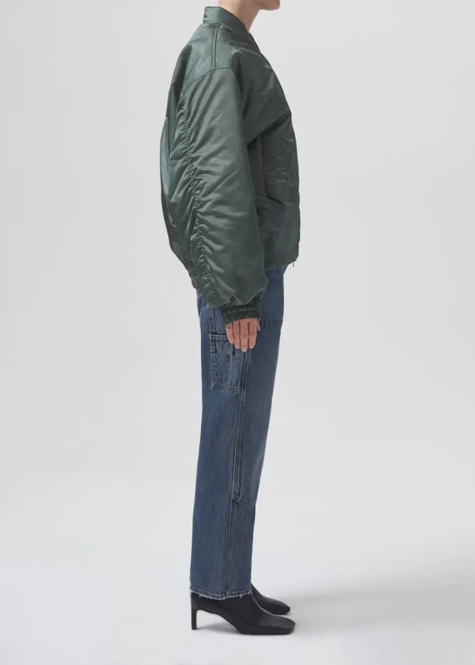 Jackets and Outerwear Women Agolde Shoreditch Ski Club X AGOLDE Nisa Bomber Jacket In Steel Green