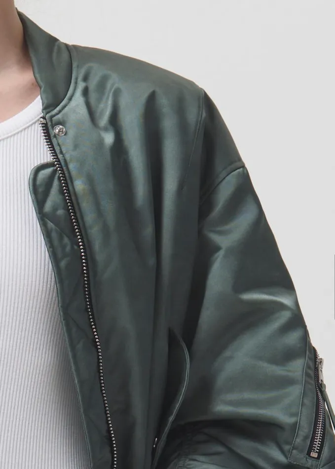 Jackets and Outerwear Women Agolde Shoreditch Ski Club X AGOLDE Nisa Bomber Jacket In Steel Green