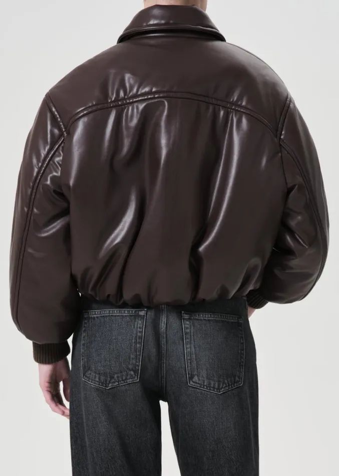 Jackets and Outerwear Women Agolde Shoreditch Ski Club X AGOLDE Tate Padded Vegan Leather Bomber In Espre