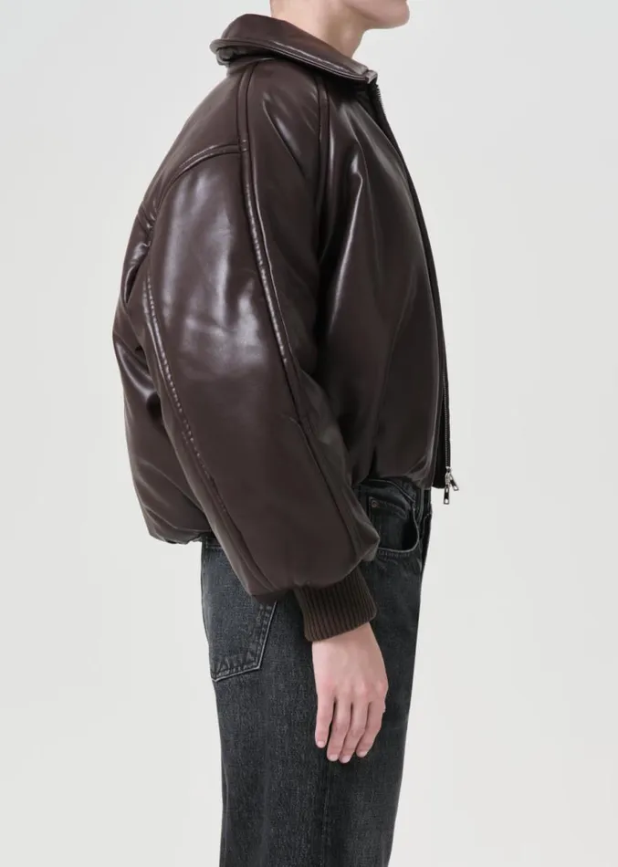 Jackets and Outerwear Women Agolde Shoreditch Ski Club X AGOLDE Tate Padded Vegan Leather Bomber In Espre