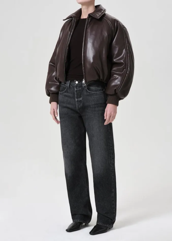 Jackets and Outerwear Women Agolde Shoreditch Ski Club X AGOLDE Tate Padded Vegan Leather Bomber In Espre