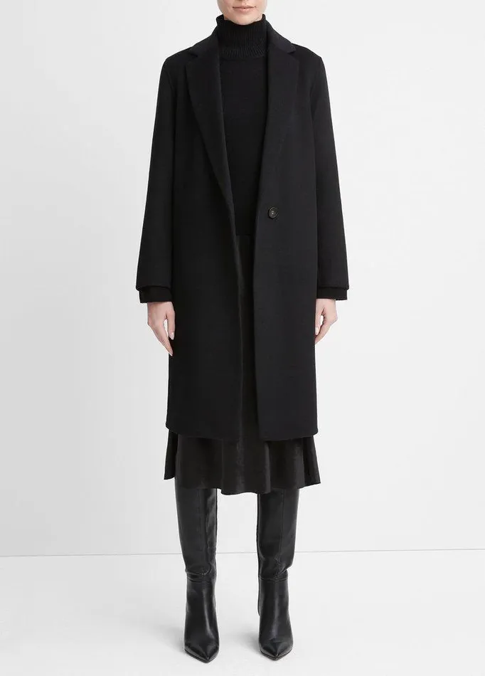 Jackets and Outerwear Women Vince Classic WoolBlend Straight Coat Black