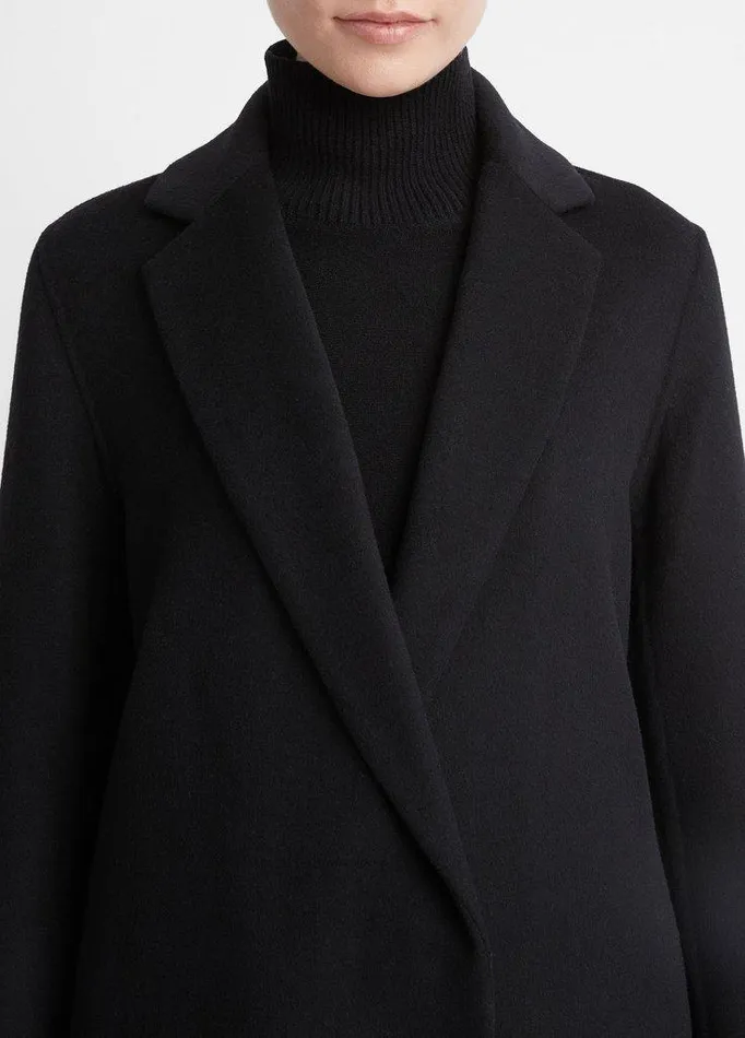 Jackets and Outerwear Women Vince Classic WoolBlend Straight Coat Black Jackets and Outerwear Women Vince Classic WoolBlend Straight Coat Black