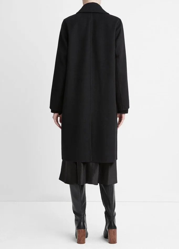 Jackets and Outerwear Women Vince Classic WoolBlend Straight Coat Black Jackets and Outerwear Women Vince Classic WoolBlend Straight Coat Black