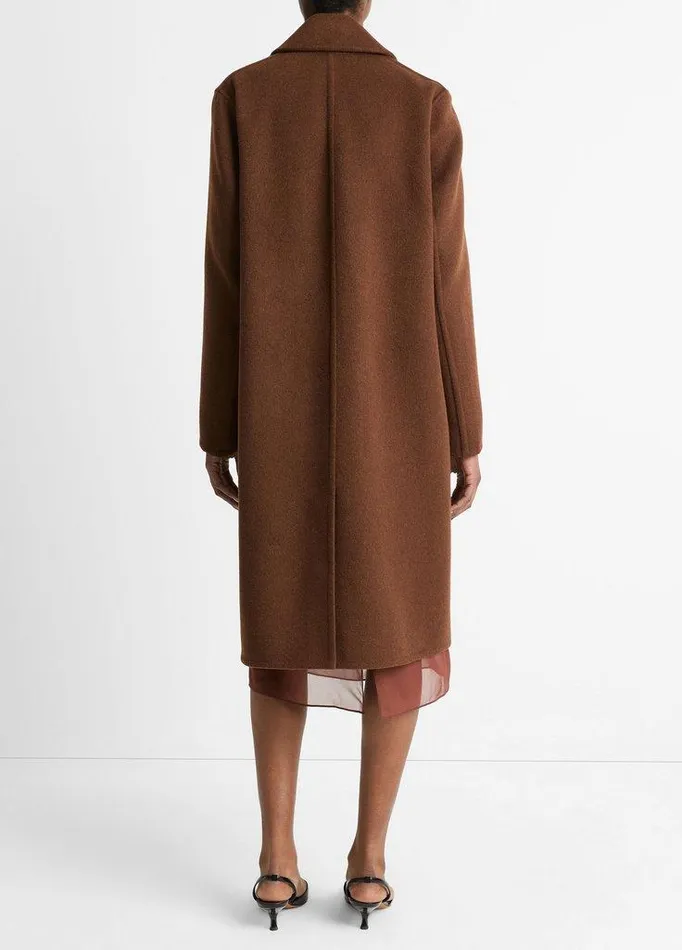 Jackets and Outerwear Women Vince Classic WoolBlend Straight Coat Deep Oak Jackets and Outerwear Women Vince Classic WoolBlend Straight Coat Deep Oak