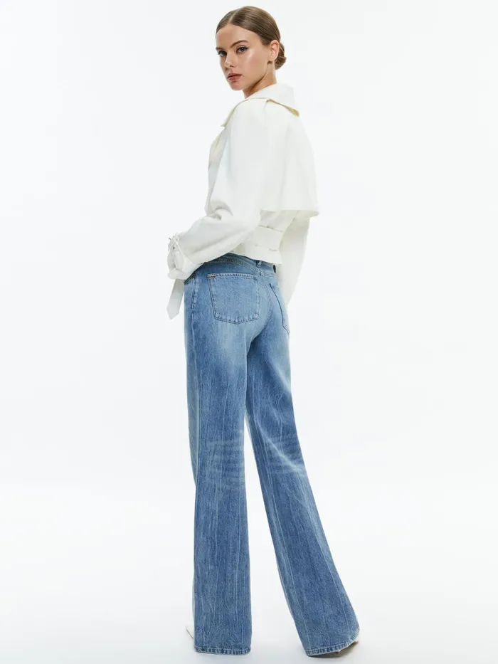 Jackets Coats Women Alice Olivia KEITH CROPPED TRENCH WITH BELT Off White