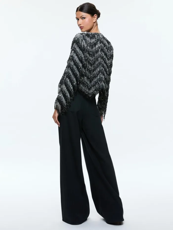 Jackets Coats Women Alice Olivia KIDMAN EMBELLISHED FRINGE BOXY JACKET Blacksilver
