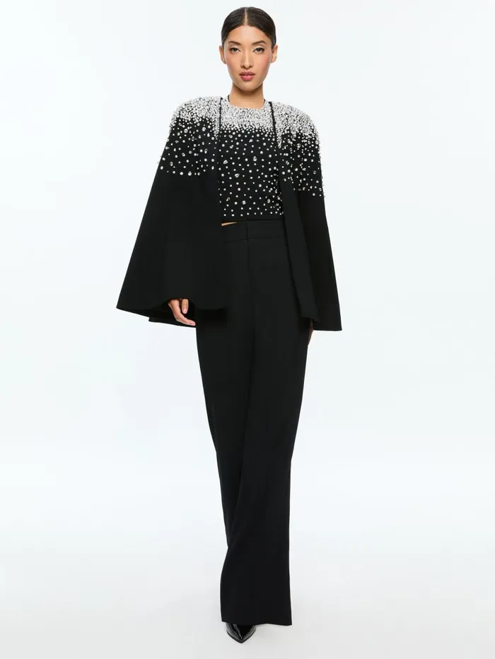 Jackets Coats Women Alice Olivia KIESHA EMBELLISHED CAPE Blacksilver