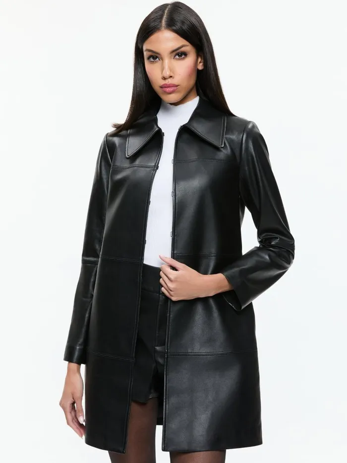 Jackets Coats Women Alice Olivia LOGAN LEATHER COAT Black