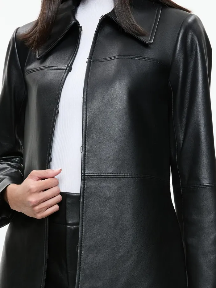Jackets Coats Women Alice Olivia LOGAN LEATHER COAT Black