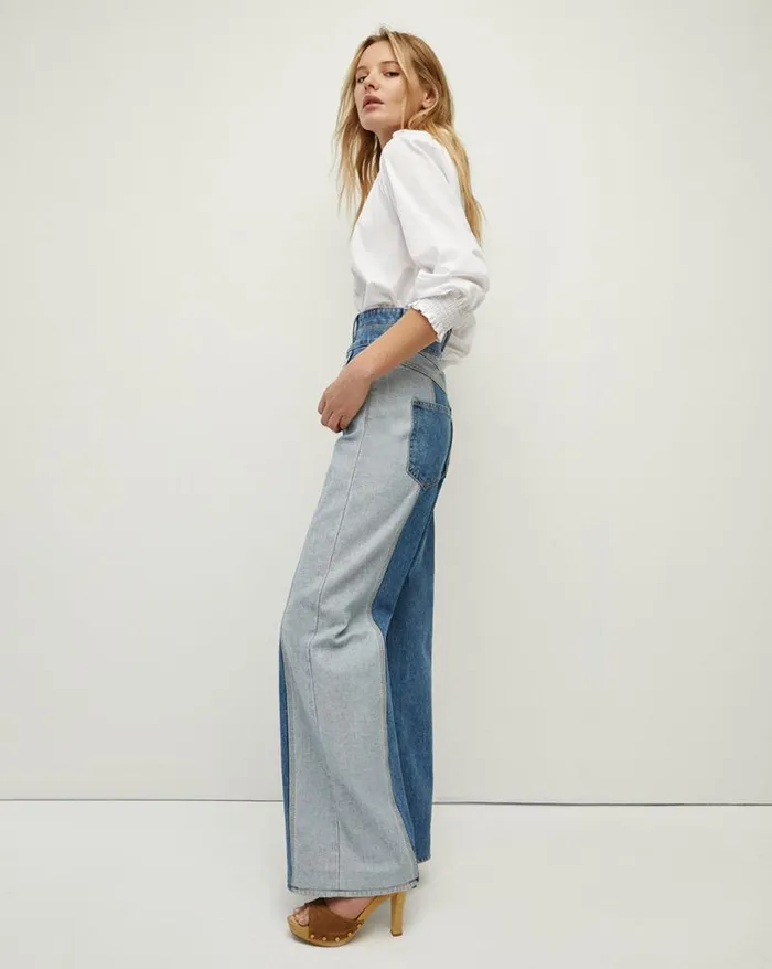 Jeans Shop Veronica Beard Taylor WideLeg Jean TwoTone Neptune
