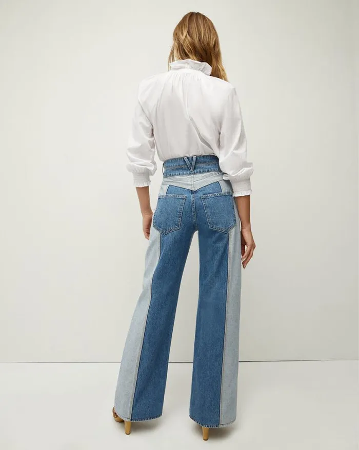 Jeans Shop Veronica Beard Taylor WideLeg Jean TwoTone Neptune