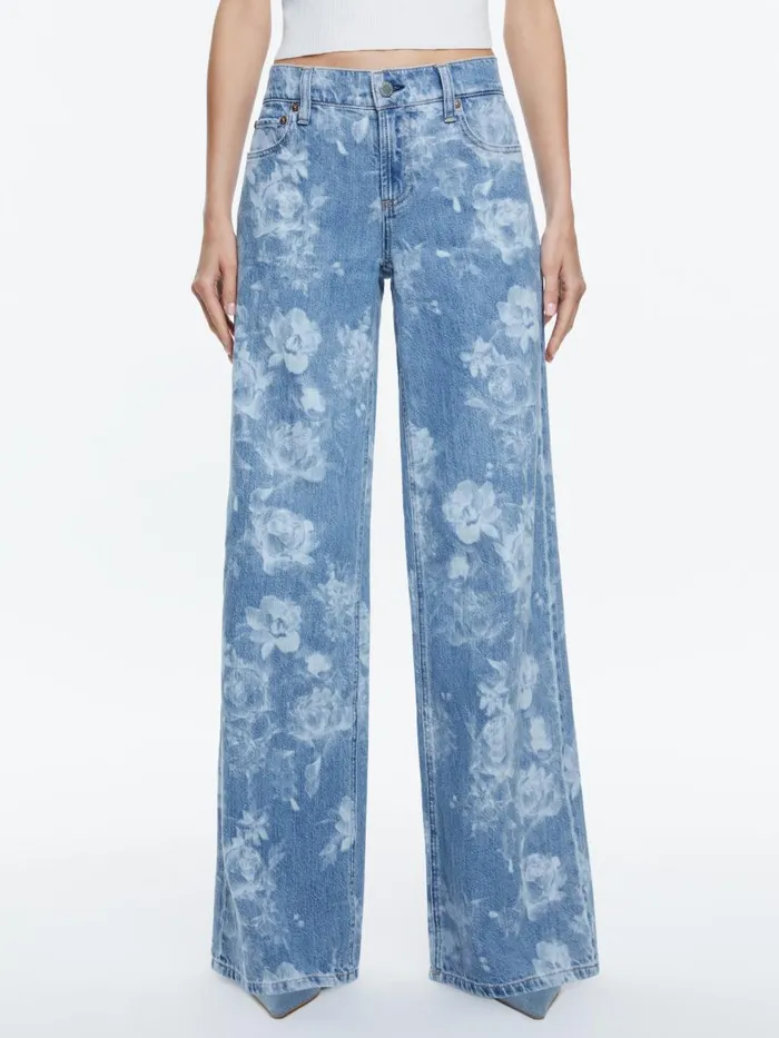 Jeans Women Alice Olivia TRISH LOW RISE BAGGY JEAN Lotus Floral