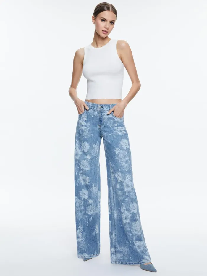 Jeans Women Alice Olivia TRISH LOW RISE BAGGY JEAN Lotus Floral