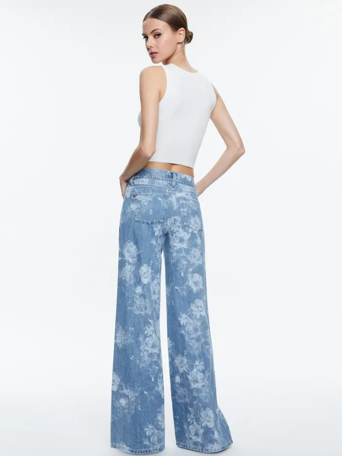 Jeans Women Alice Olivia TRISH LOW RISE BAGGY JEAN Lotus Floral