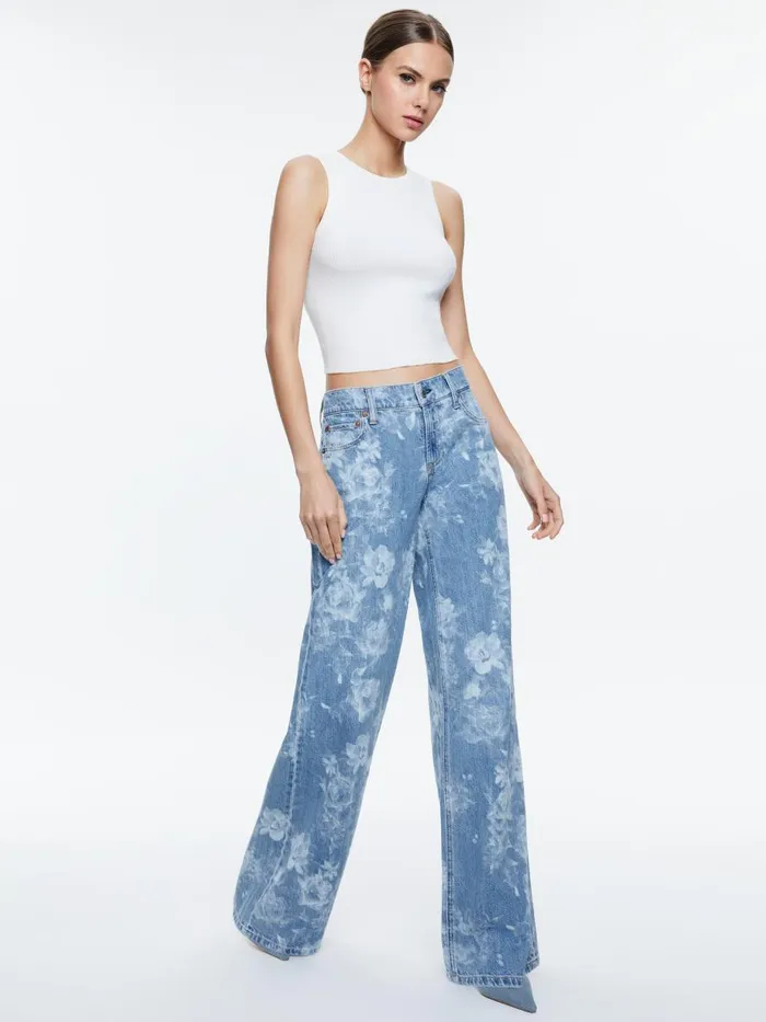 Jeans Women Alice Olivia TRISH LOW RISE BAGGY JEAN Lotus Floral