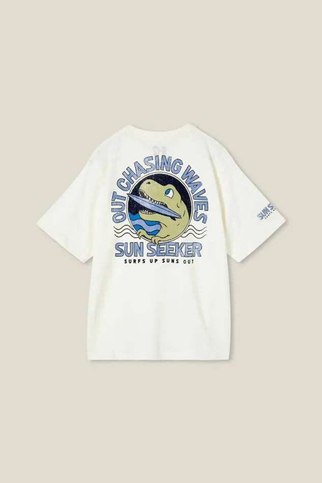 Jono Short Sleeve Print Tee Vanilladeep Sage Chasing Waves Dino BoysGirls Cotton On Tops and TShirts