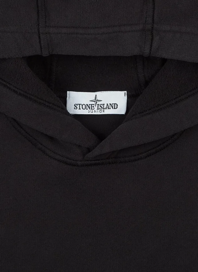 Junior 61640 Hooded Sweatshirt In Black Stone Island Sweatshirts