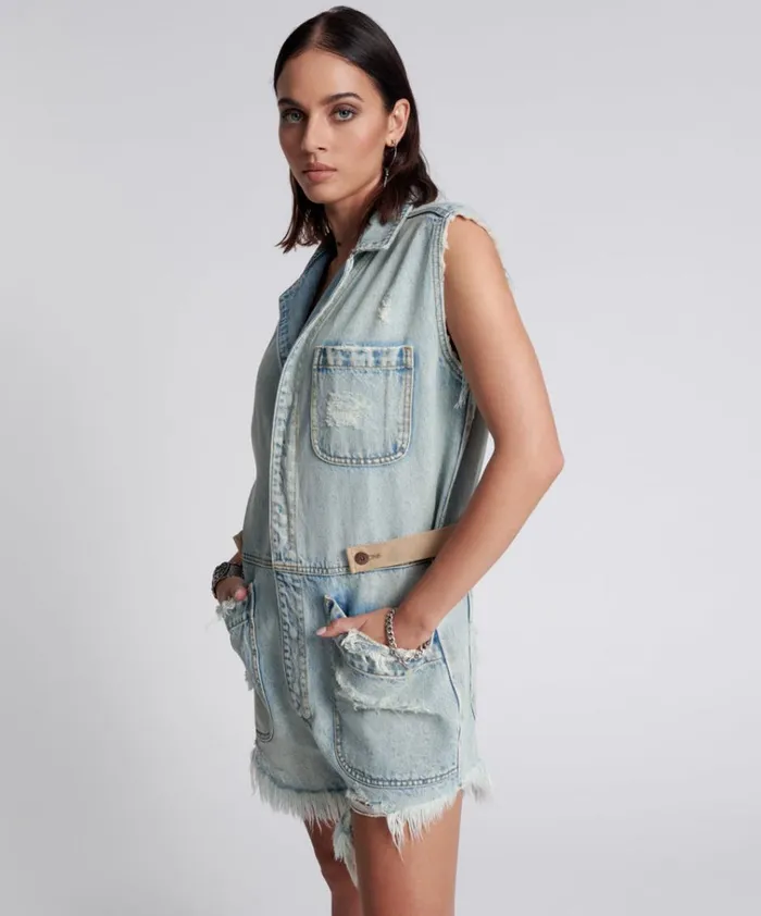 KANSAS BLUE PALISADES OVERALL Women One Teaspoon Denim Jumpsuits KANSAS BLUE PALISADES OVERALL Women One Teaspoon Denim Jumpsuits